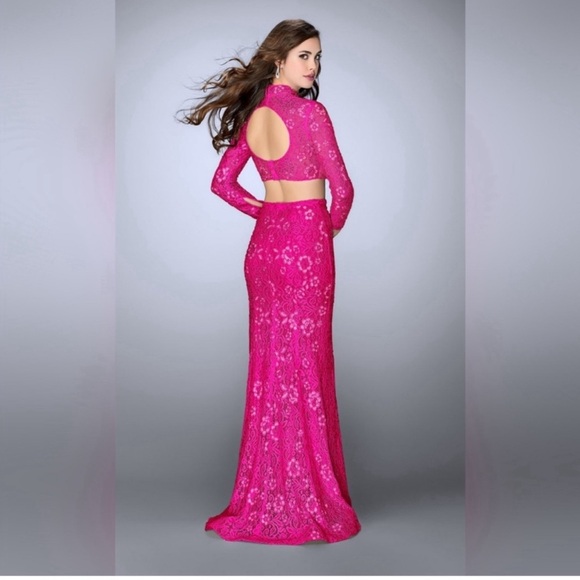 LA FEMME FUSHIA PINK 2PC PROM DRESS SIZE 6 - Picture 2 of 8